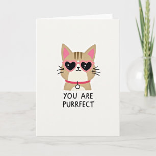 Carte d'amour pour chat mignon parfait