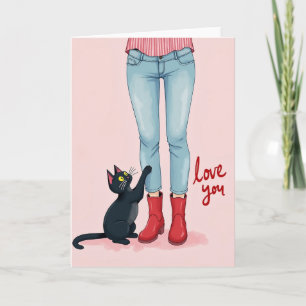 Carte d'amour pour chat noir