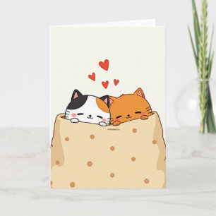 Carte d'amour pour chats cosy