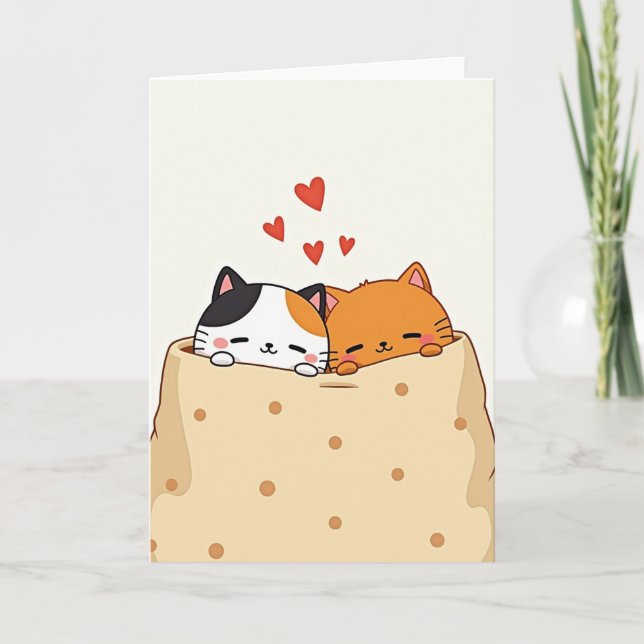 Carte d'amour pour chats cosy (Devant)