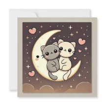 Carte d'amour pour chats Lune