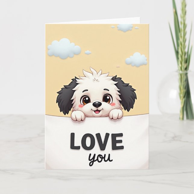 Carte d'amour pour chien décoiffé (Devant)