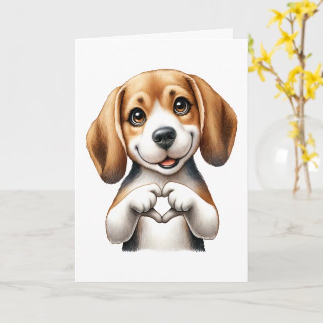 Carte d'amour pour chien mignon (Fleur jaune)