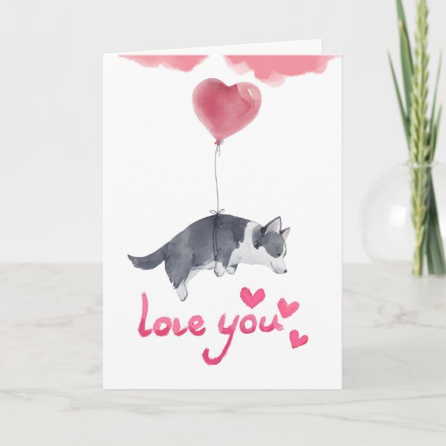 Carte d'amour pour chiots mignons  (Devant)