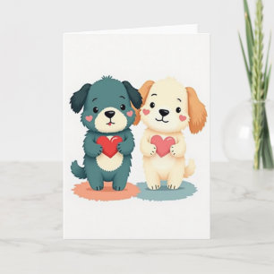 Carte d'amour pour chiots mignons
