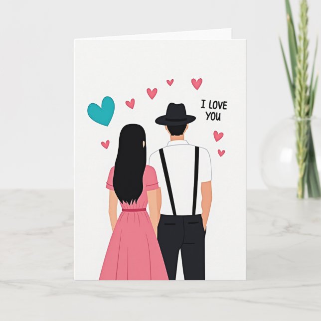 Carte d'amour pour couple romantique (Devant)