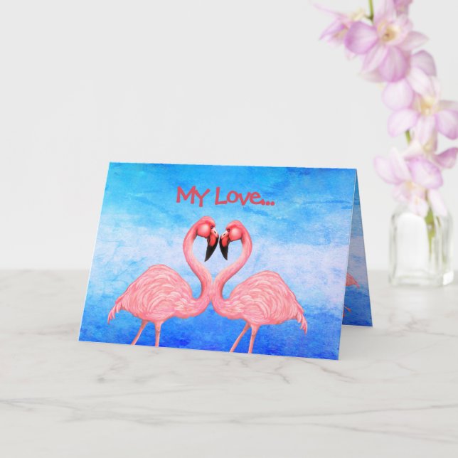 Carte d'amour pour la danse Flamant rose (Orchidée)