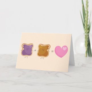 Carte d'amour pour le beurre d'arachide et la gelé