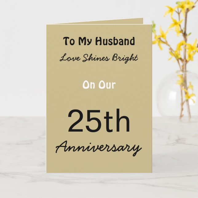 Carte d'amour pour mari pour le 25e anniversaire. (Fleur jaune)