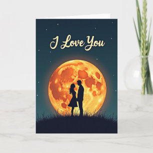 Carte d'amour romantique au clair de lune