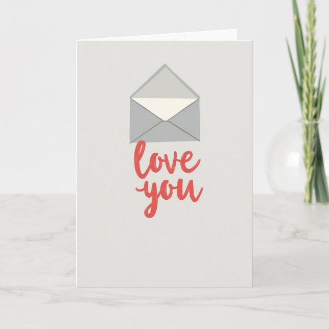 Carte d'amour romantique corail (Devant)