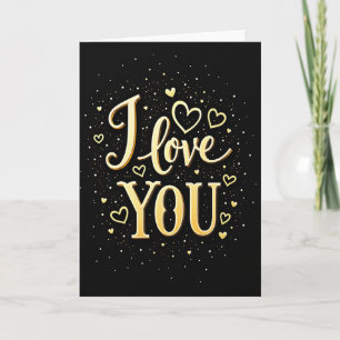 Carte d'amour romantique en or