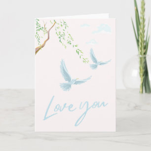 Carte d'amour romantique Love You avec colombes vo