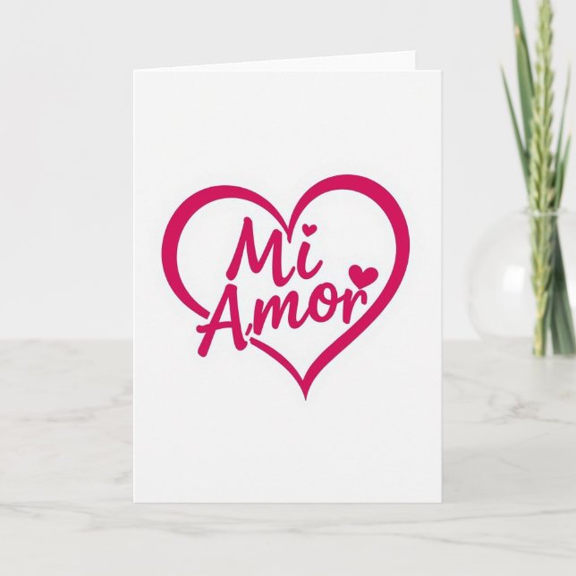 Carte d'amour rose Mi Amor (Devant)