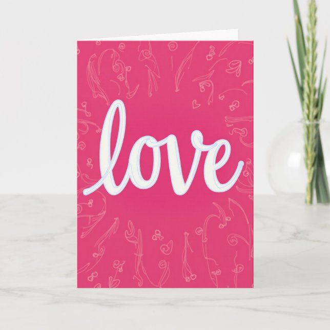 Carte d'amour rose romantique (Devant)