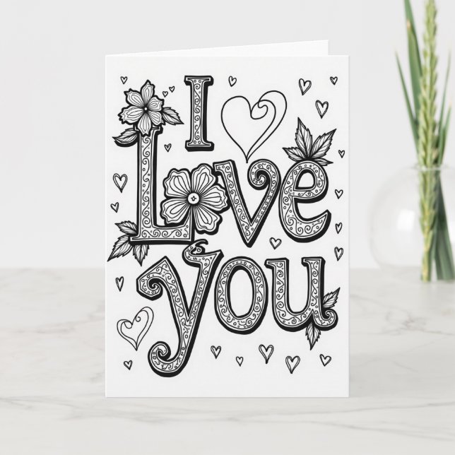 Carte d'amour simple dessinée à la main (Devant)