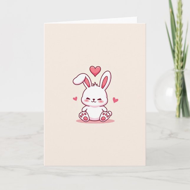 Carte d'amour simple et mignonne de lapin (Devant)