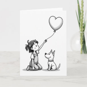 Carte d'amour simple pour fille et chien