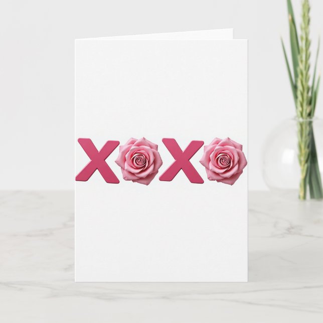 Carte d'amour simple Xoxo Rose (Devant)