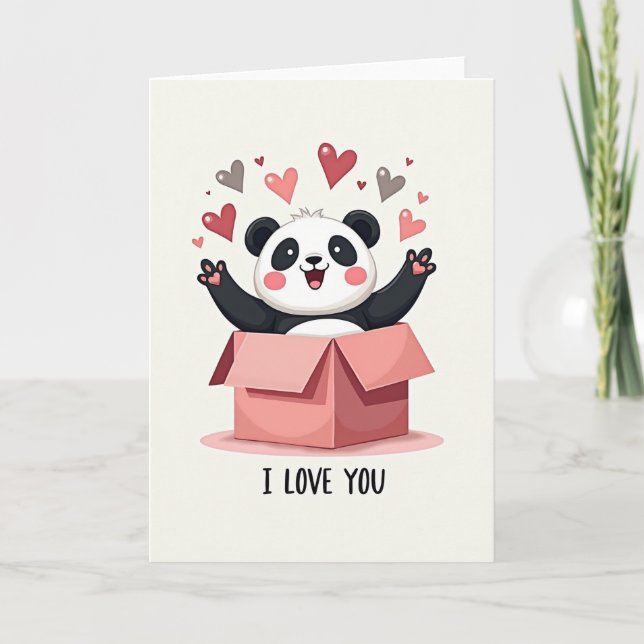 Carte d'amour surprise Panda Mignon (Devant)