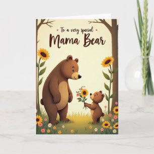 Carte d'amour Tournesol Maman Ours
