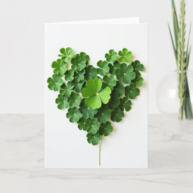 Carte d'amour Trèfle à Cœur Vert (Devant)