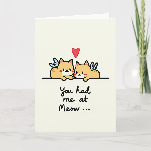 Carte d'amour 'Tu m'as eu à Miaou' (Devant)