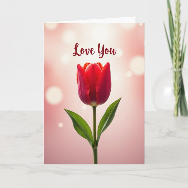 Carte d'amour Tulipe Rouge (Devant)
