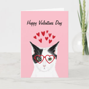 Carte d'amour Valentines Chat Noir et Blanc