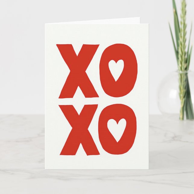 Carte d'amour Xoxo Câlins Baisers (Devant)