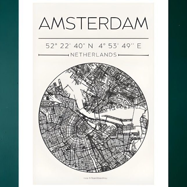 Carte d'Amsterdam Poster – Art mural urbain minima (Scandinavian-inspired wall art featuring a minimalist city map of Amsterdam.
Neutral colors, clean )