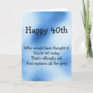 Carte d'amusement pour 40e anniversaire