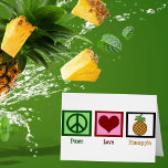 Carte d'ananas Peace Love<br><div class="desc">J'adore manger de l'ananas,  c'est ma nourriture préférée. Une jolie carte de fruits hawaïens.</div>