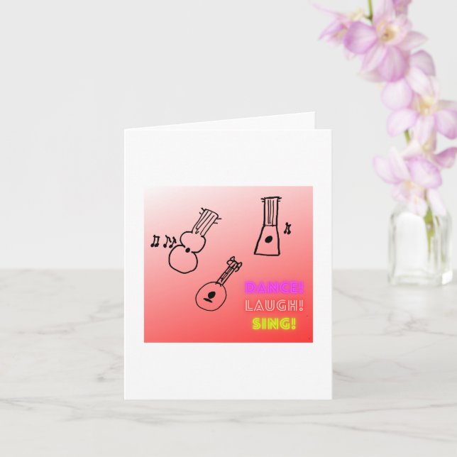 Carte Dance Laugh Sing Ukuleles Blank (Orchidée)