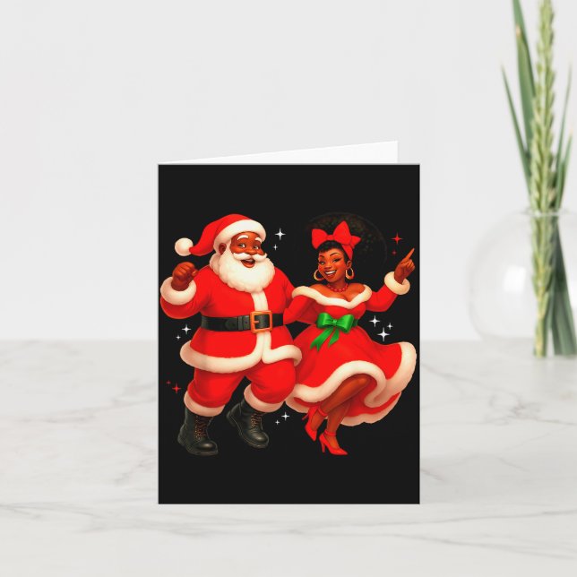 Carte Dancing African Santa Mr Mrs Claus African America (Devant)