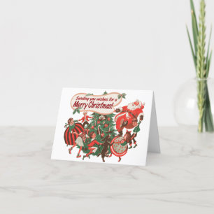 Carte "Dancing around the Tree" de style vintage