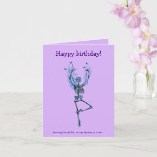 Carte Dancing Blue Skeleton Humorous Happy Birthday