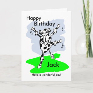 Carte Dancing cow named birthday card add message inside