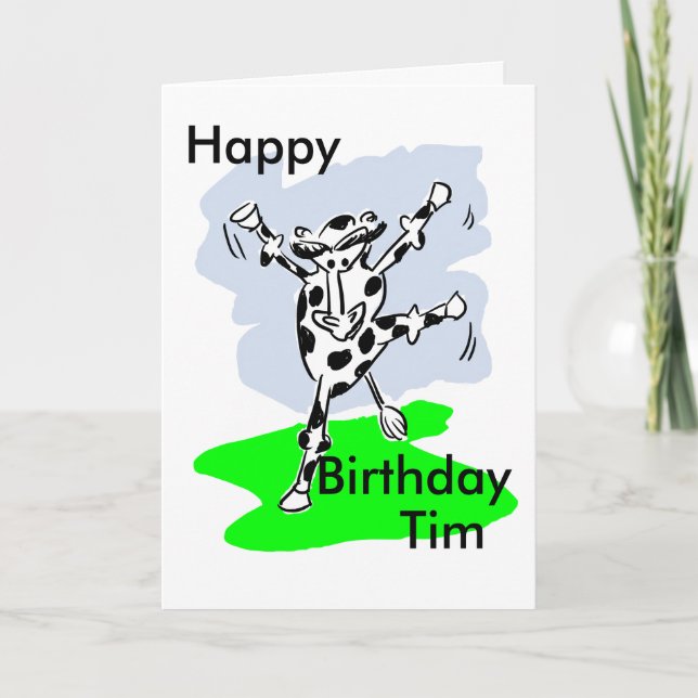 Carte Dancing cow named birthday card add message inside (Devant)