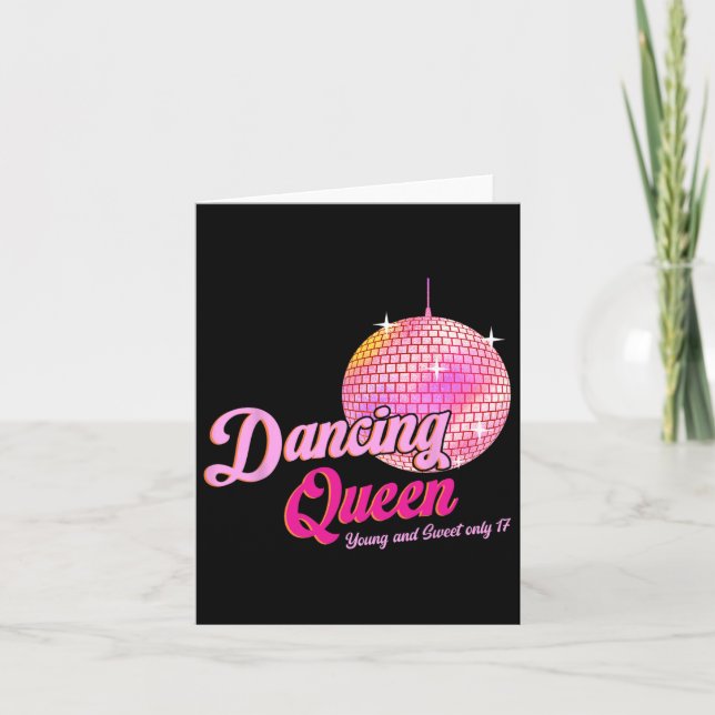 Carte Dancing Queen Tee 17 Anniversaire Disque de danse  (Devant)