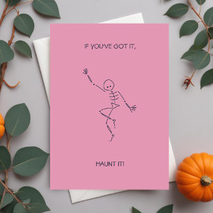 Carte Dancing Skeleton Halloween rose