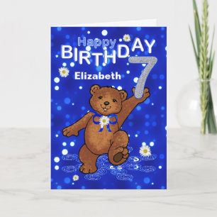 Carte Dancing Teddy Bear 7e anniversaire pour fille