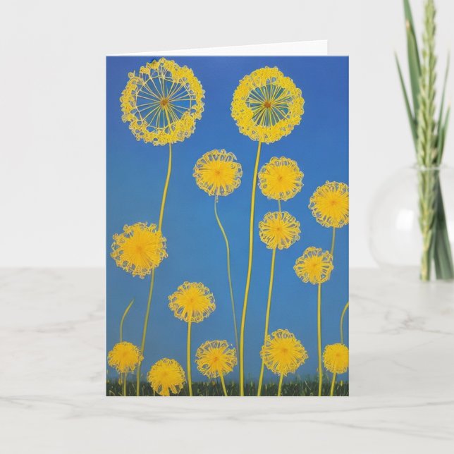 Carte Dandelion jaune et bleu (Devant)