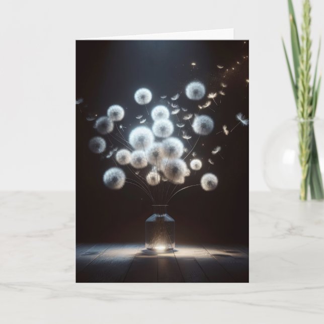 Carte Dandelions à bouffées blanches (Devant)