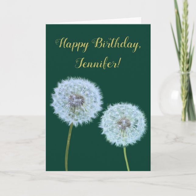 Carte Dandelions, Dandelion Horloges Vert Personnalisé (Devant)