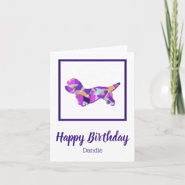 Carte Dandie Dinmont Chien Silhouette Cute PPY&B Anniver (Devant)