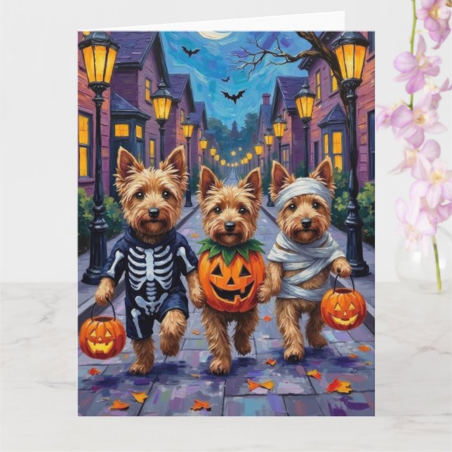 Carte Dandie Dinmont Terrier Trick-or-Treating Halloween (Orchidée)