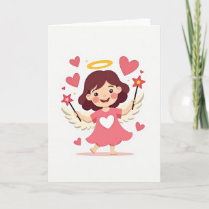 Carte d'ange à coeur mignon