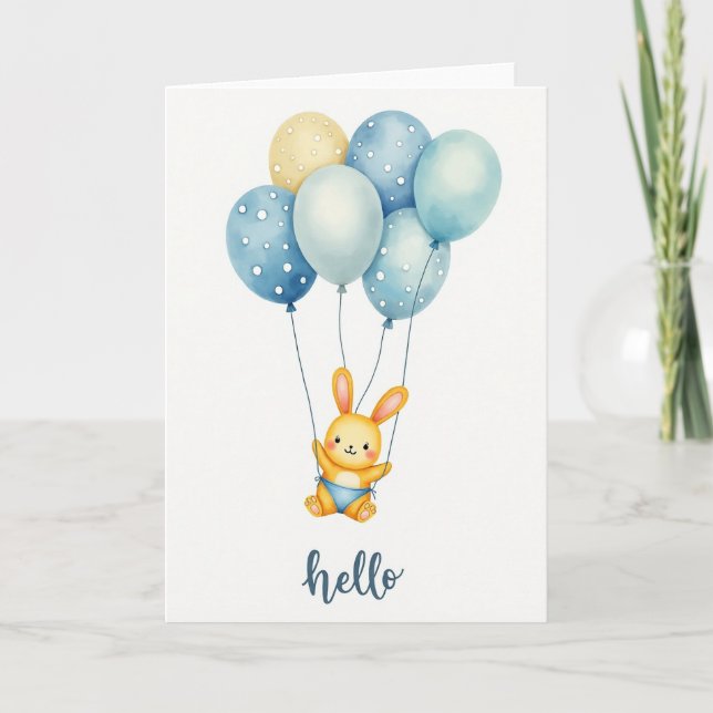 Carte d'Animal en Ballon Joyeux (Devant)