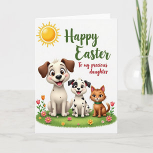 Carte d'animaux de printemps en or faux